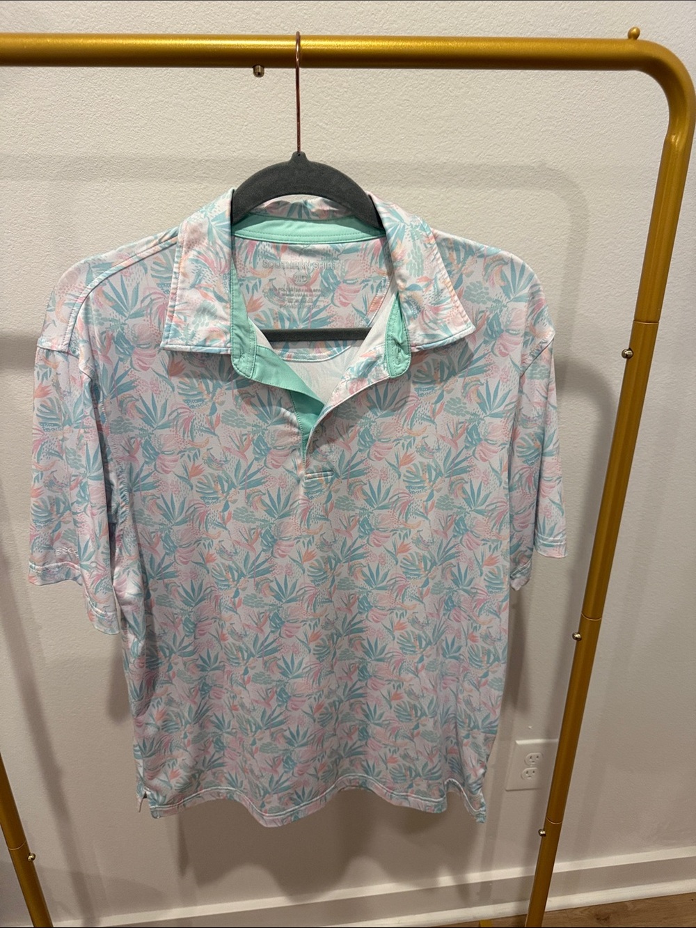 The Southern Shirt Company Men's Mint & Pink Tropical Polo